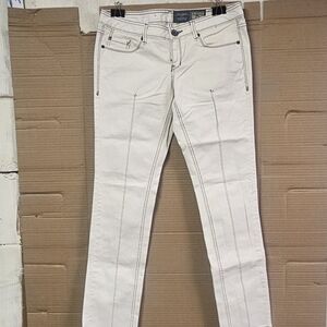 Converse Women's Skinny Jeans Off-White with Dark Contrast Stitching Size 10